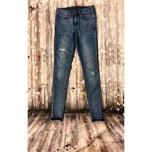 Mossimo medium wash high rise raw hem skinny jeans